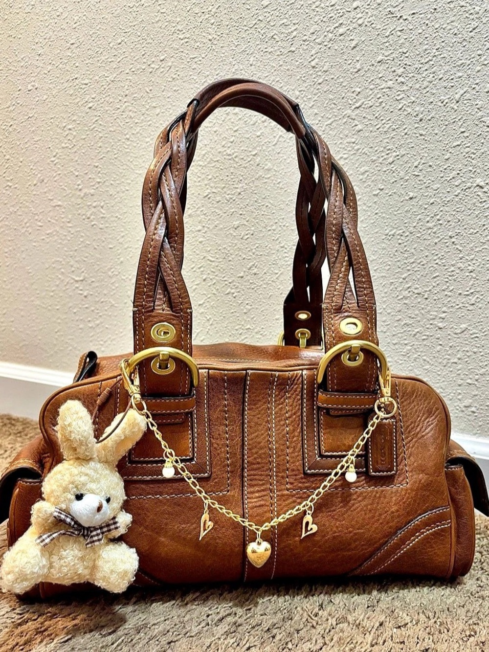 Coach Soho Mia Satchel Brown Leather Braided-handle Shoulder Bag